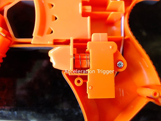 closeup of acceleration trigger switch