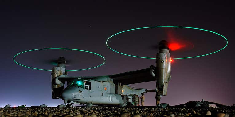 Marine V-22 Osprey Shoots Kamikaze Drones Out Its Backside