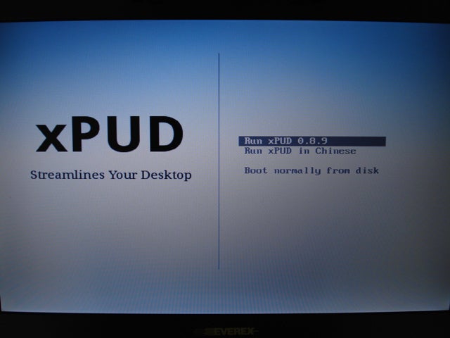 The xPUD menu screen.