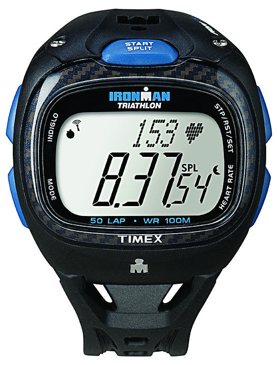 The screen of this training watch sits in line with your thumb on the inside of the wrist, so it's always visible while biking or running. A sling under the strap holds it to keep the watch in view, letting it track your time and heart rate in the final sprint. <strong>Timex Ironman Race Trainer Pro Kit:</strong> $200; <a href="http://timexironman.com">timexironman.com</a>