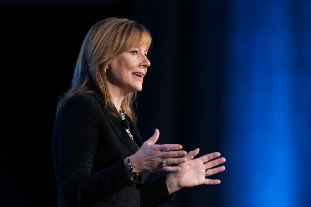 CEO Mary Barra speaks at the Intelligent Transport Systems World Congress September 7, where she announced plans to put vehicle-to-vehicle and vehicle-to-infrastructure communications in a production car.