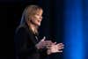 CEO Mary Barra speaks at the Intelligent Transport Systems World Congress September 7, where she announced plans to put vehicle-to-vehicle and vehicle-to-infrastructure communications in a production car.