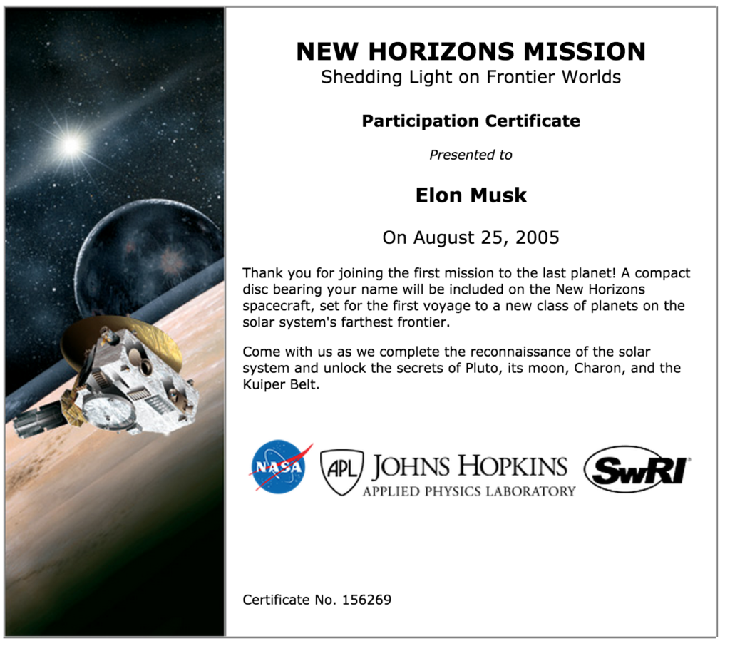 Elon Musk Certificate