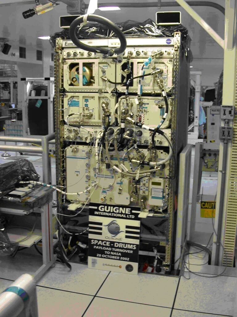 The Space-DRUMS system will make its way up to the International Space Station in one of these ExPRESS Transportation Racks.