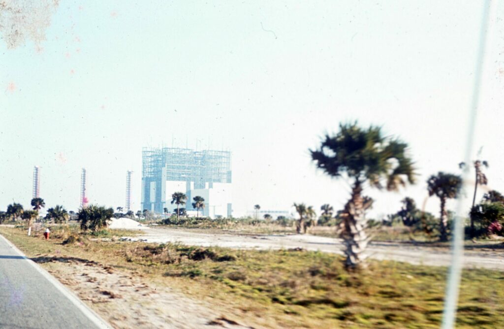 The half-built VAB as seen from the road driving over to Cape Canaveral.