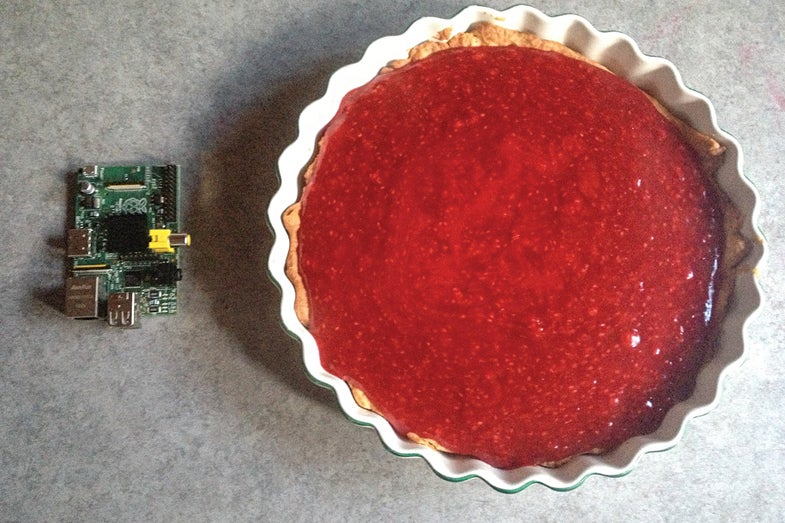 Paying homage to the microwave's electronic brain (a Raspberry Pi), one of the first things Broadbent cooked in his oven was a raspberry pie.