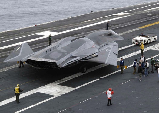 A fictional autonomous robot fighter plane from the 2005 movie "Stealth."