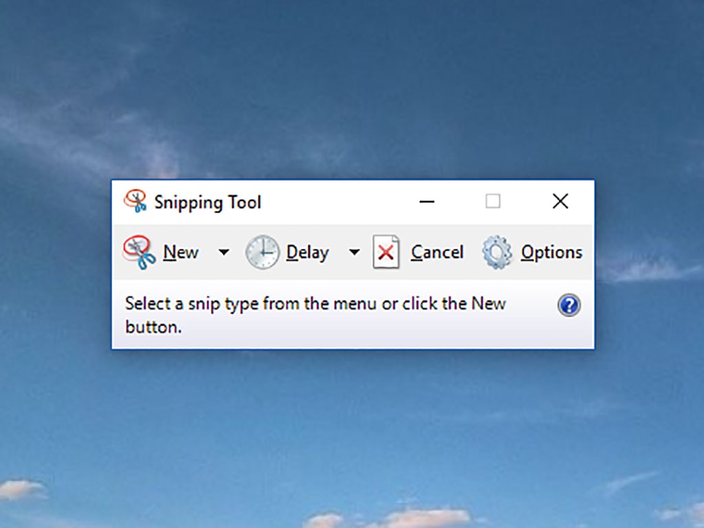 The Windows Snipping Tool on Windows 10.