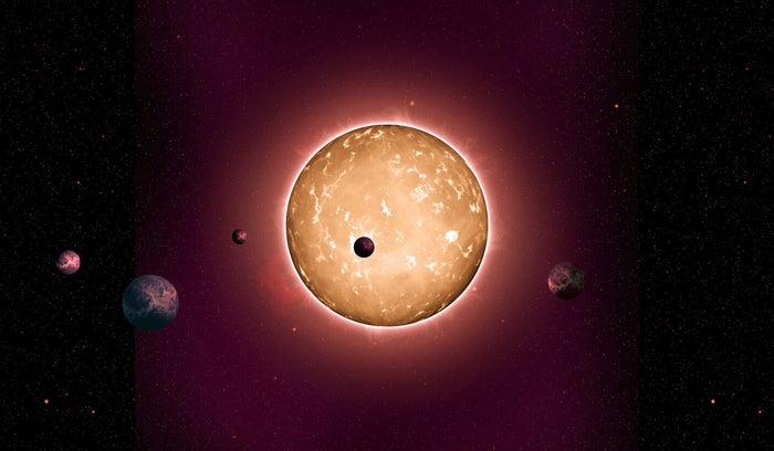 An artist rendering of Kepler-444 and its planets