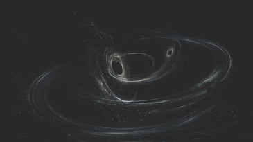 two black holes orbiting each other