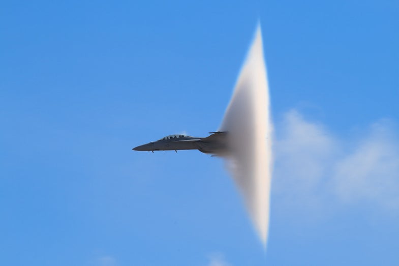 Miramar Air Show 2008. The F-15 Eagle sports the vapor cone that becomes visible when flying at or near the speed of sound.