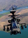 AH-64D Apache Longbow military chopper in flight