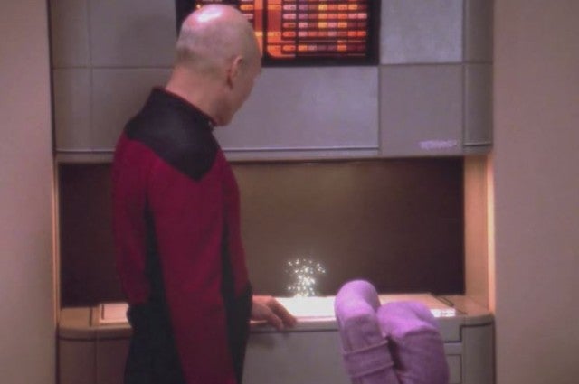 Captain Picard uses the replicator