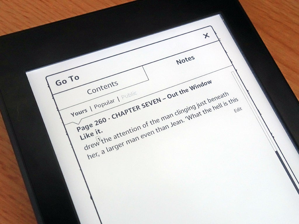 Amazon Kindle notes and highlights screen on an ipad