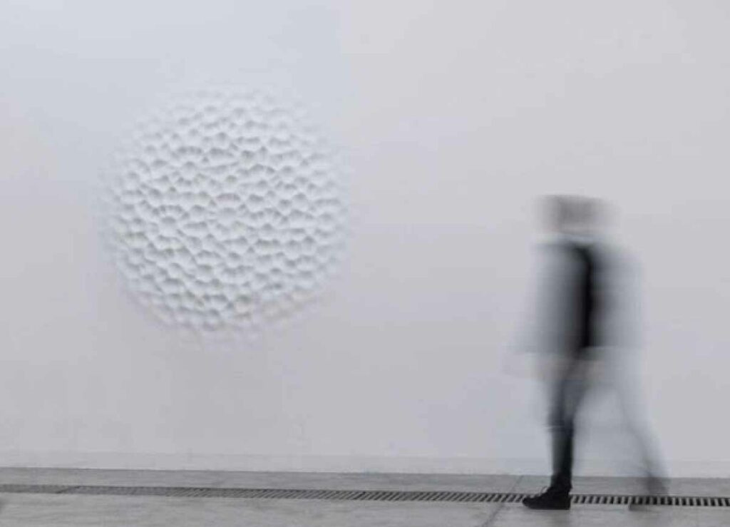 Artist Loris Cecchini freezes wave forms on walls with paint and resin. Maybe we can see Sgt. Pepper instead of listening to it. <em>From April 11, 2014</em>