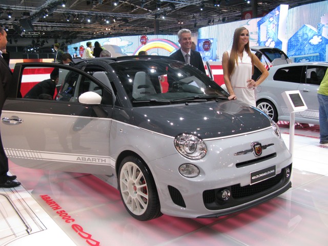 This semi-convertible compact gets the EsseEsse treatment with new suspension and brakes and better horsepower than the standard Abarth model. The 500C features a two-toned color scheme of Pista Gray and Campovolo Gray, the same color used on the airplanes at the airfield across from Abarth's headquarters. Abarth is like the pocket rocket edition of the 500.