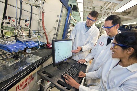 Lawrence Berkeley National Laboratory researchers (from left) Jeffrey Long, Christopher Chang and Hemamala Karunadasa.