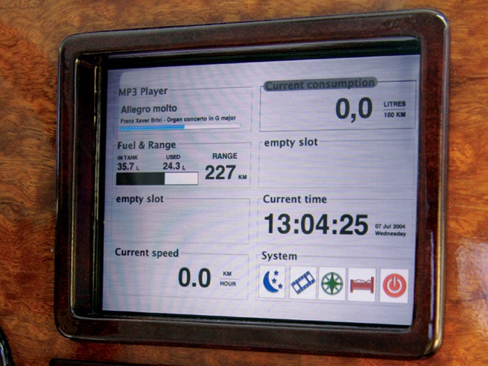 Seven-inch in-dash LCD with custom software display.