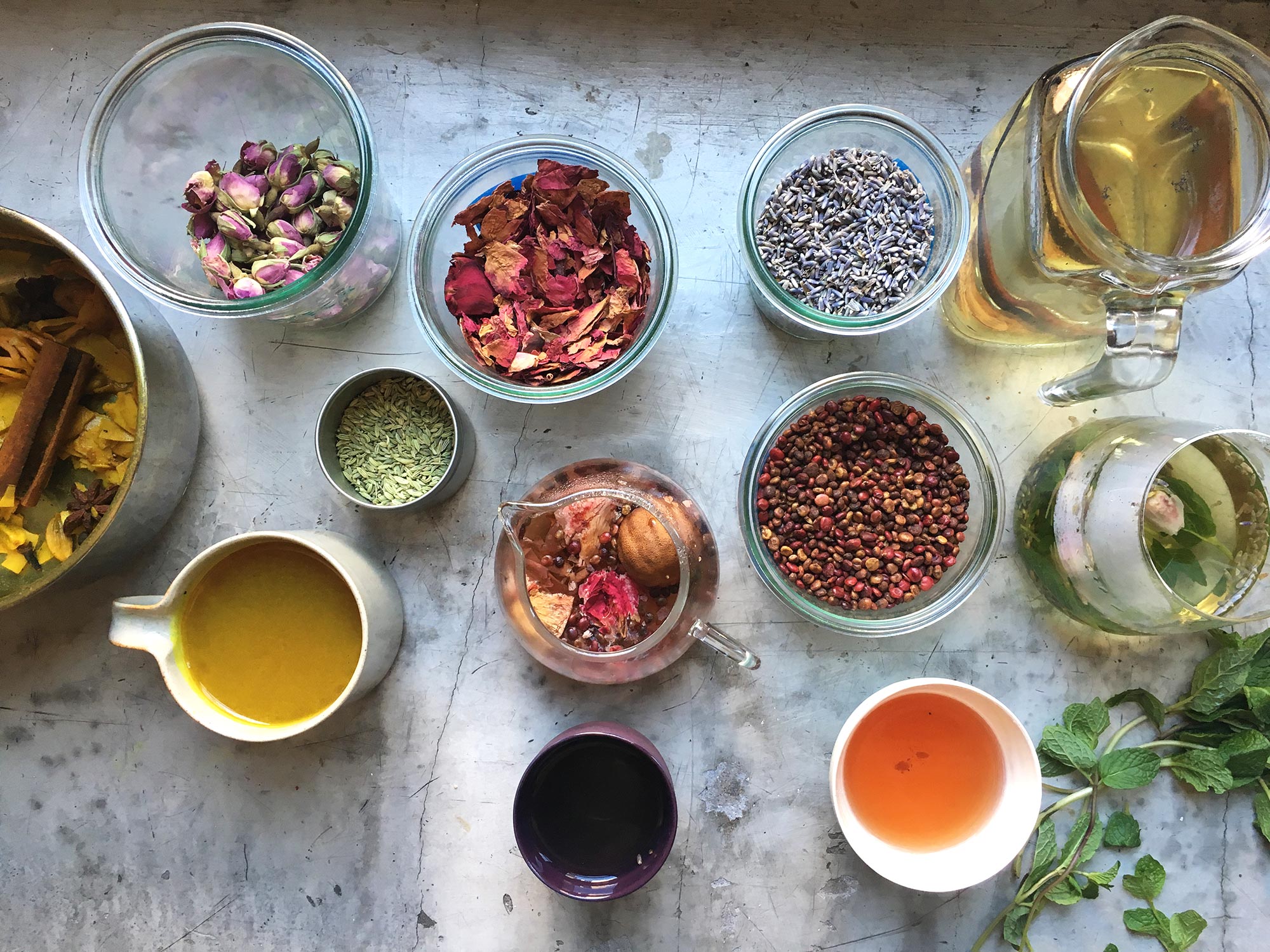 Mix your own delicious herbal tea using leftover spices