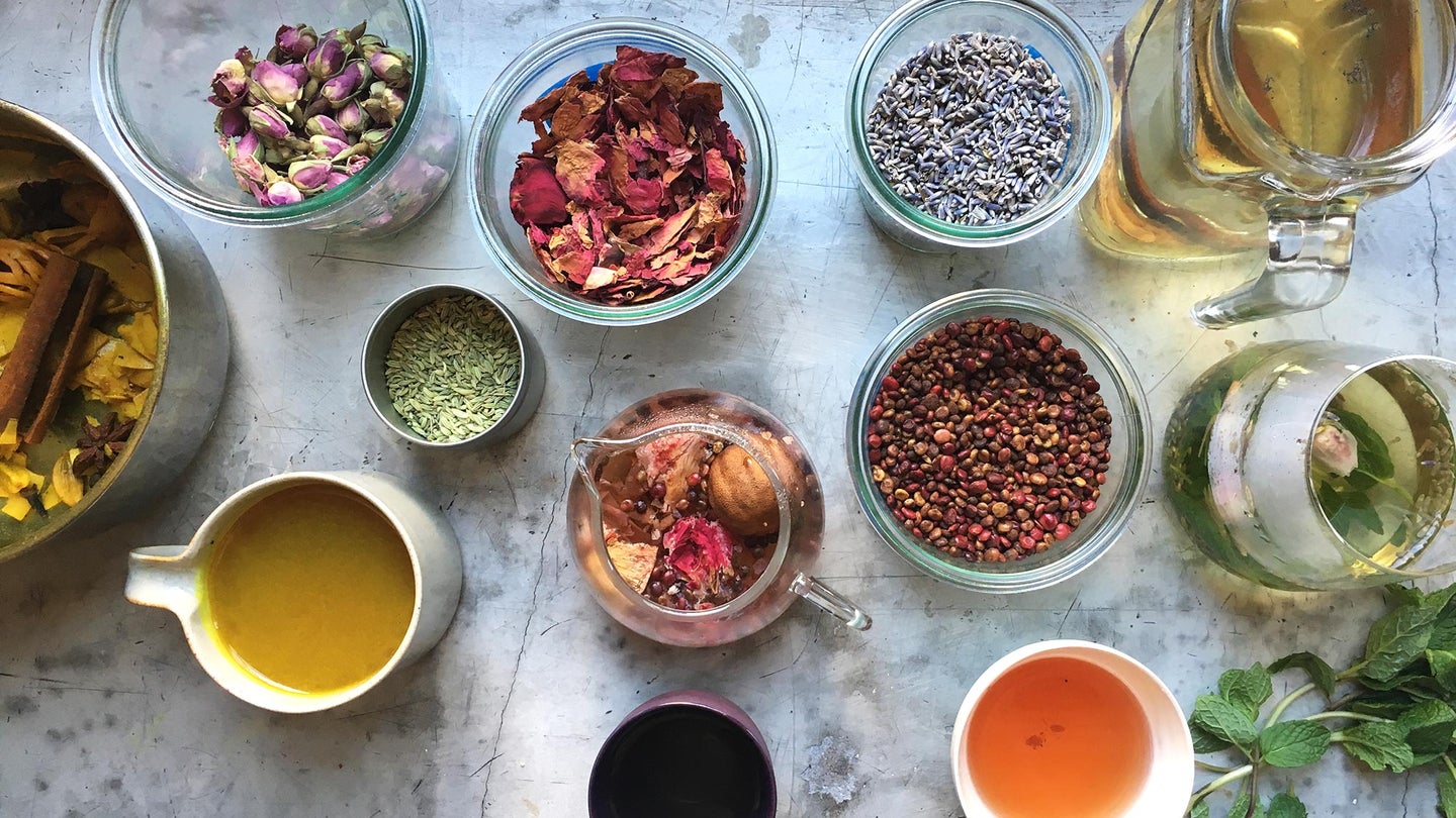 Mix your own delicious herbal tea using leftover spices
