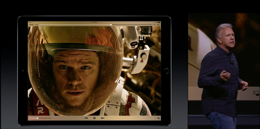 Apple also bragged about how good the iPad Pro is for watching movies