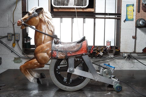 A DIY drag racer that's half circular saw, half rocking horse.