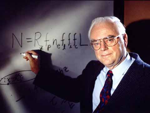 Only a few years later, in 1961, the nebulous assumptions Cocconi and Morrison parlayed in their article got a bonafide mathematical equation. Frank Drake [with equation, at left], along with a handful of other astronomers and scientists (including Carl Sagan) met in Green Bank, West Virginia to hash out the formula and variables necessary to make an educated guess at just how many intelligent civilizations might be living in our galaxy. As it turns out, assigning numbers to nebulous assumptions nets you an answer with enough variance to make you wonder if you were really clarifying those assumptions in the first place. The group came up with a range from less than a thousand to nearly a billion. You might think the formula would have been refined over the years, but that is not the case. It has held up surprisingly well (though, for such a nebulous equation "held up" is a relative phrase). Data collected since the 1960s, which can be used to support the original estimates of measurable quantities like how often sun-like stars form and how many of those stars have planets, has proven those estimates to have been relatively accurate. The rest of the variables will never be quantified, such as what fraction of life evolves to become intelligent and what the average lifetime of an intelligent civilization is. Still, the equation has served as a focal point for SETI investigations over the years and continues to be valuable framework, however controversial.