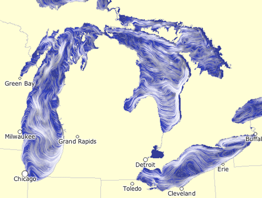 Daily Infographic: A Mesmerizing Map Of Water Currents On The Great Lakes