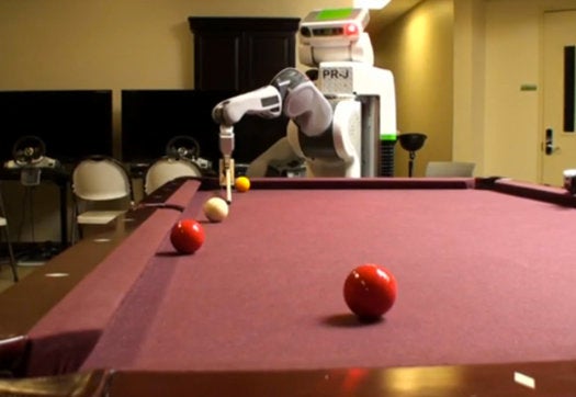 As seen in <a href="https://www.popsci.com/technology/article/2010-06/video-willow-garage-turns-pr2-pool-shark-just-one-week/">Video: Willow Garage Robot Learns How to Play Pool in Just One Week</a>