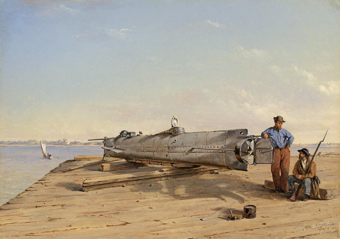 Hunley submarine painting