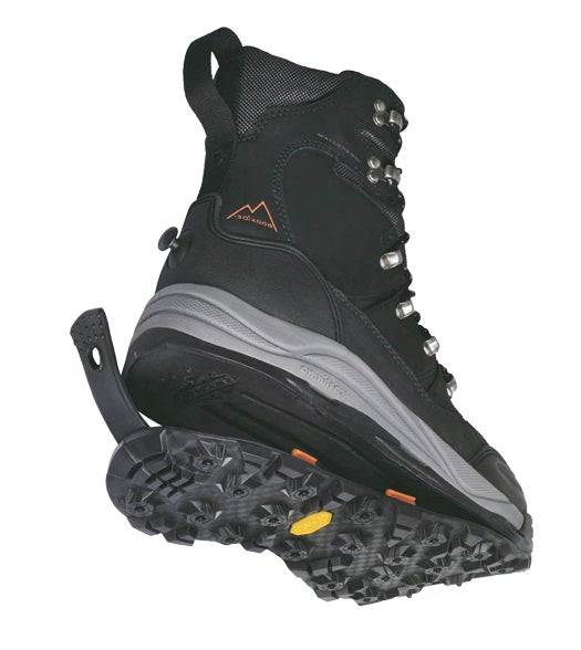 The KGB boot adapts to varying terrains. It has swappable rubber soles, which stay in place with plastic teeth and have different treads for rock, snow, or ice. <strong>Korkers KGB with Vibram OmniTrax</strong> <a href="http://www.korkers.com/technology/">$230</a>