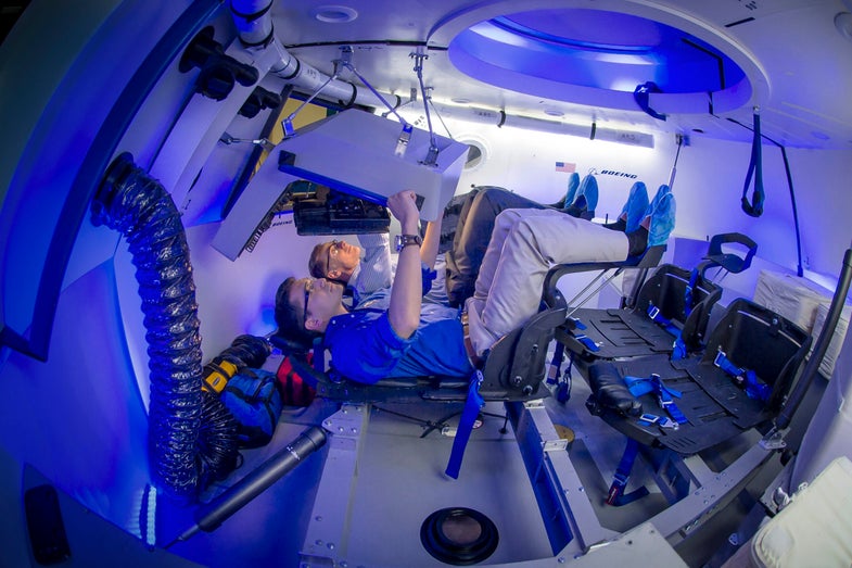 An interior view of Boeing's CST-100