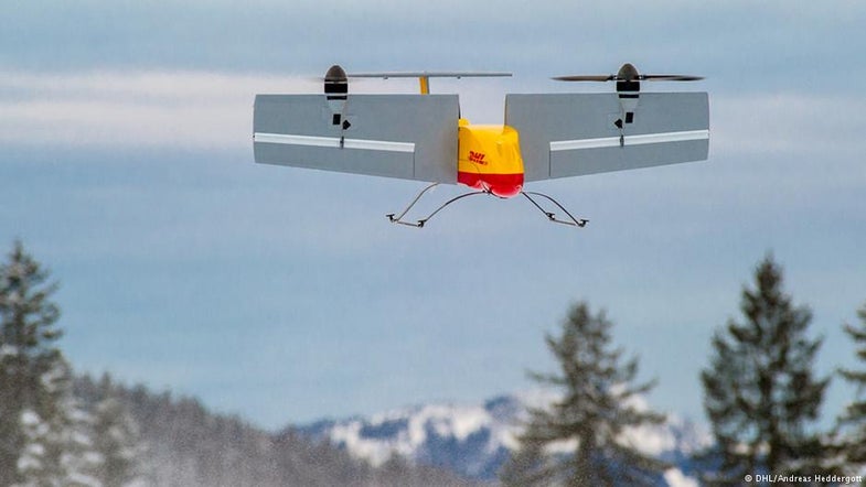 DHL Parcel Drone Hovering