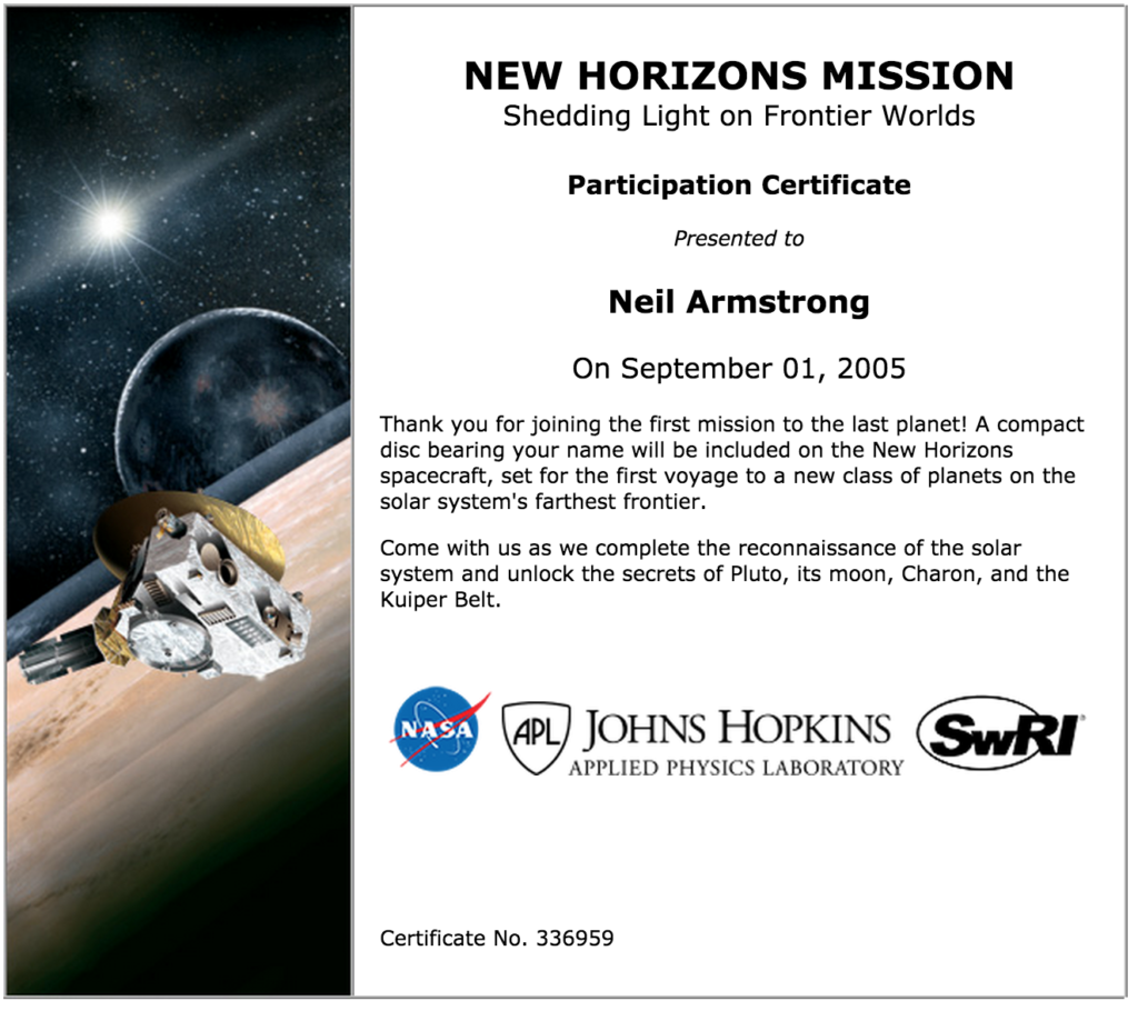 Neil Armstrong Certificate
