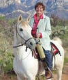 Karen Velline three months after her stem-cell transplant, horseback riding in Arizona. "I already feel like there's a difference," she says.