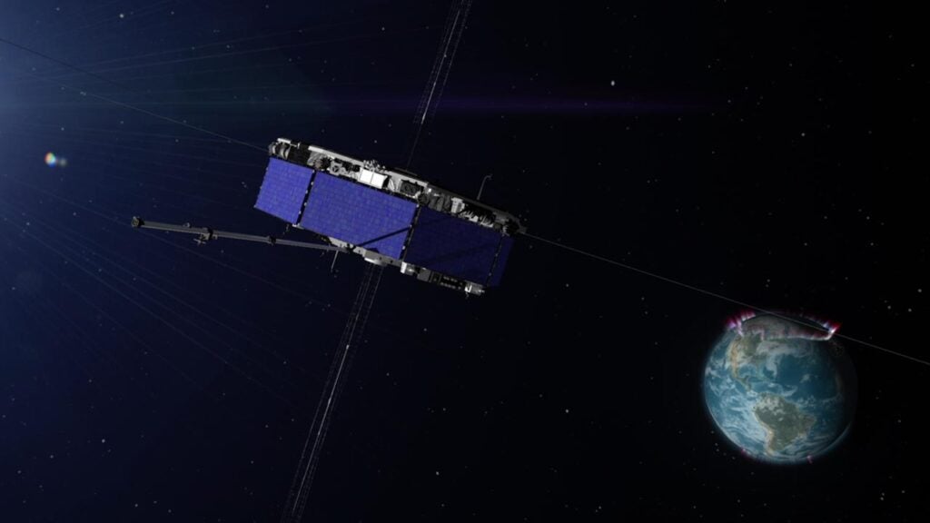 An artist rendering of one of the four MMS probes around Earth