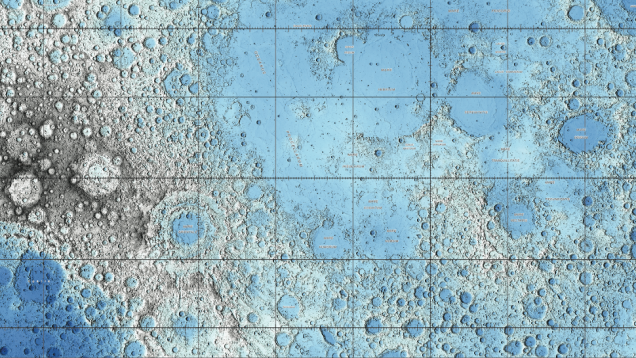 This beautiful map was a long time in the making. The U.S. Geological Survey created detailed maps of the Moon’s topography using more than 6.5 billion measurements, all collected between 2009 and 2013 by the Lunar Orbiter Laser Altimeter.