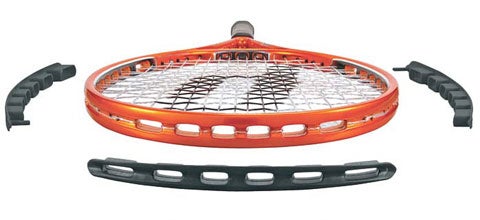 On the first racket that you can string in two ways, inserts change the size of string holes. Wide ports dampen vibration to create a wider sweet spot; small openings mimic the responsiveness of a traditional racket. **Prince O3 Speedport $220; <a href="http://princetennis.com">princetennis.com</a>
