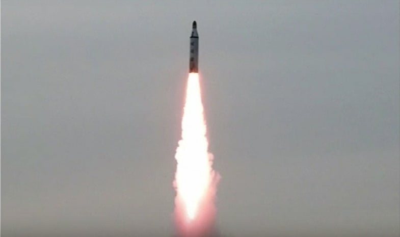 North Korean Missile Flies Upward