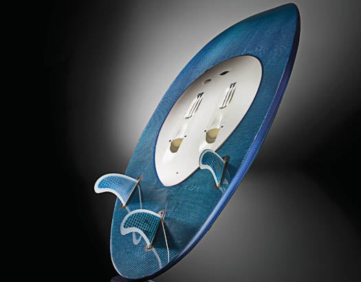 The bodies of WaveJet boards are designed by Steve Walden, an originator of the modern longboard.