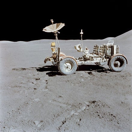 The final three Apollo missions left behind something extra: a custom lunar dune buggy. The lunar rovers could travel at a top speed of eight mph, allowing the astronauts to cover significantly more territory during space walks. Only six humans know what it feels like to drive a car on the moon--stop and think about <em>that</em>.