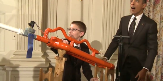 Video: President Obama Test-Fires a Marshmallow Cannon at the White House Science Fair