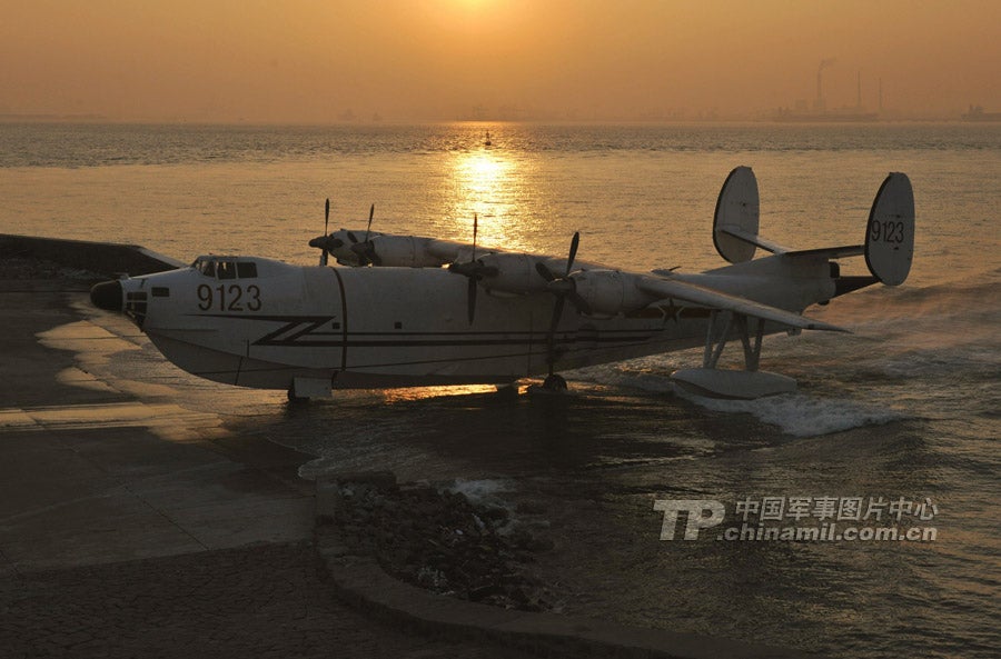 The Harbin SH-5 is currently China's largest seaplane, employed for anti-submarine warfare duties. About six were built in the 1980s, it is smaller than the TA-600, at 45 tons.