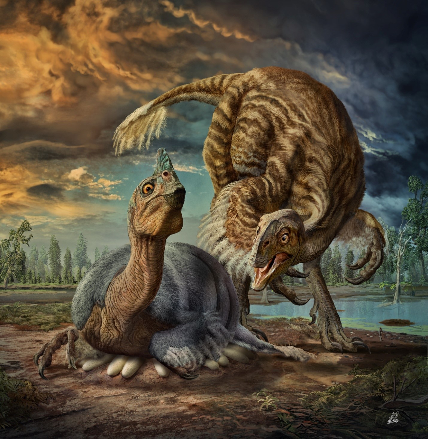 This giant feathered dinosaur had nests the size of monster truck tires
