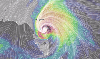 Hurricane Matthew, as seen in a precipitation visualizer by Ventusky.
