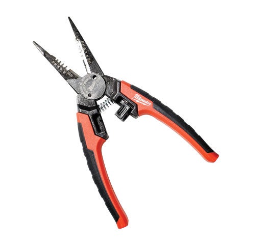 Milwaukee's pliers can snip a screw or create a wire loop without the user ever having to change his grip. A wire stripper and a bolt cutter sit side by side inside the jaw of this spring-loaded needle nose. <a href='http://www.milwaukeetool.com/tools/hand-tools/6-in-1-combination-pliers/48-22-3069"'>Milwaukee 6 in 1 Combination Pliers</a> <strong>$33</strong>