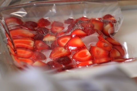 Re-vacuum and recompress the strawberries three or four times.