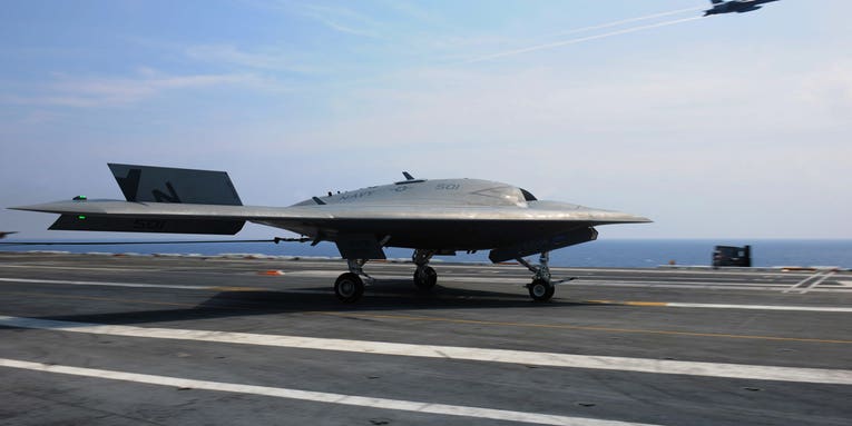 Autonomous X-47B Flies In Formation With Fighter Aircraft