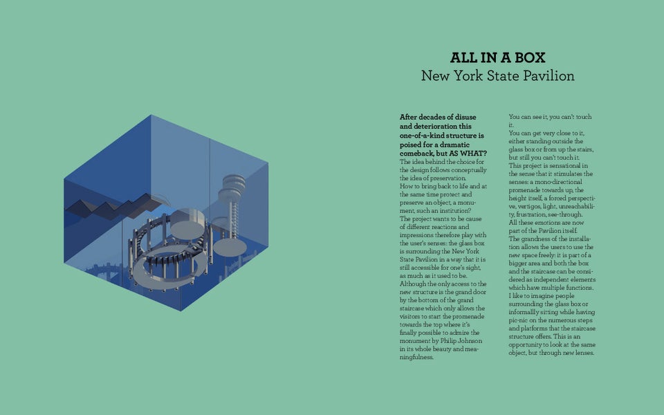 New York State Pavilion "All in a Box" idea by Luca Negrini