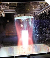 BLAST OFF<br />
A test run for the shuttle's main engine at Stennis Space Center in Mississippi.
